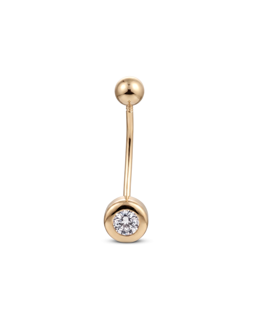 Gold Belly Button Ring with zirconium