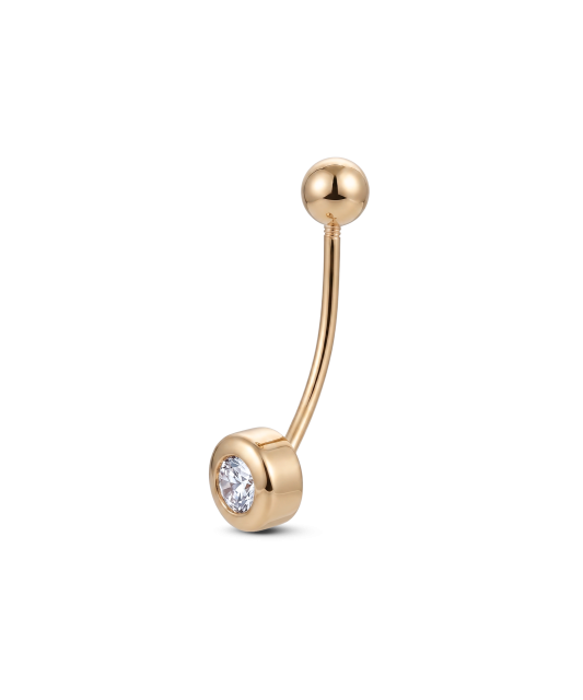Gold Belly Button Ring with zirconium