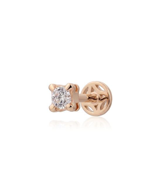 Gold single earring with cubic zirconia