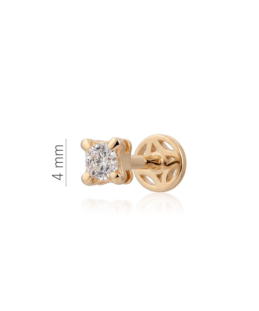 Gold single earring with cubic zirconia