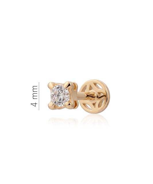 Gold single earring with cubic zirconia