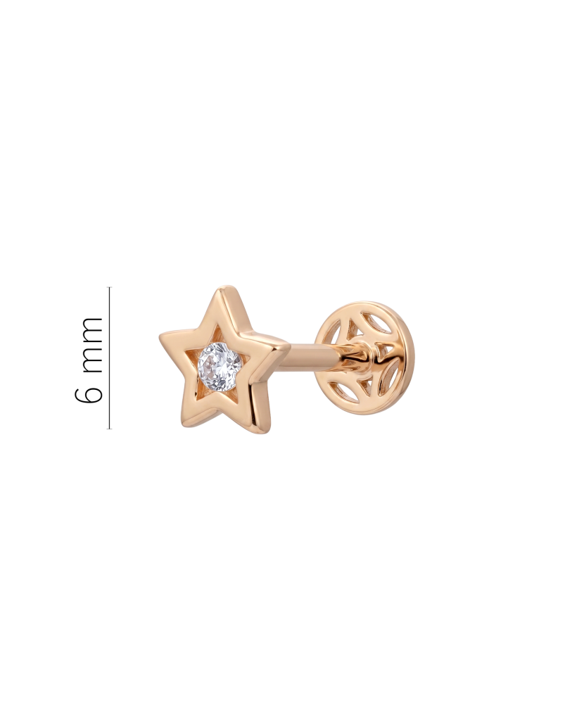 Gold single earring with cubic zirconia