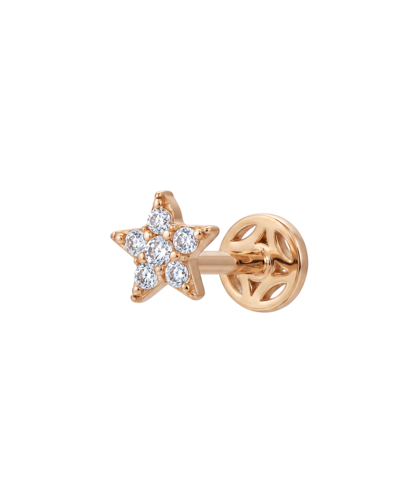 Gold single earring with cubic zirconia