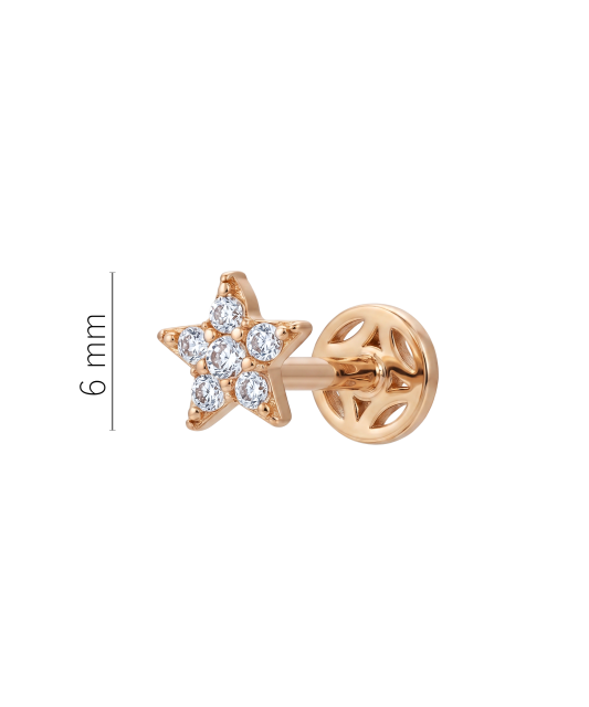 Gold single earring with cubic zirconia