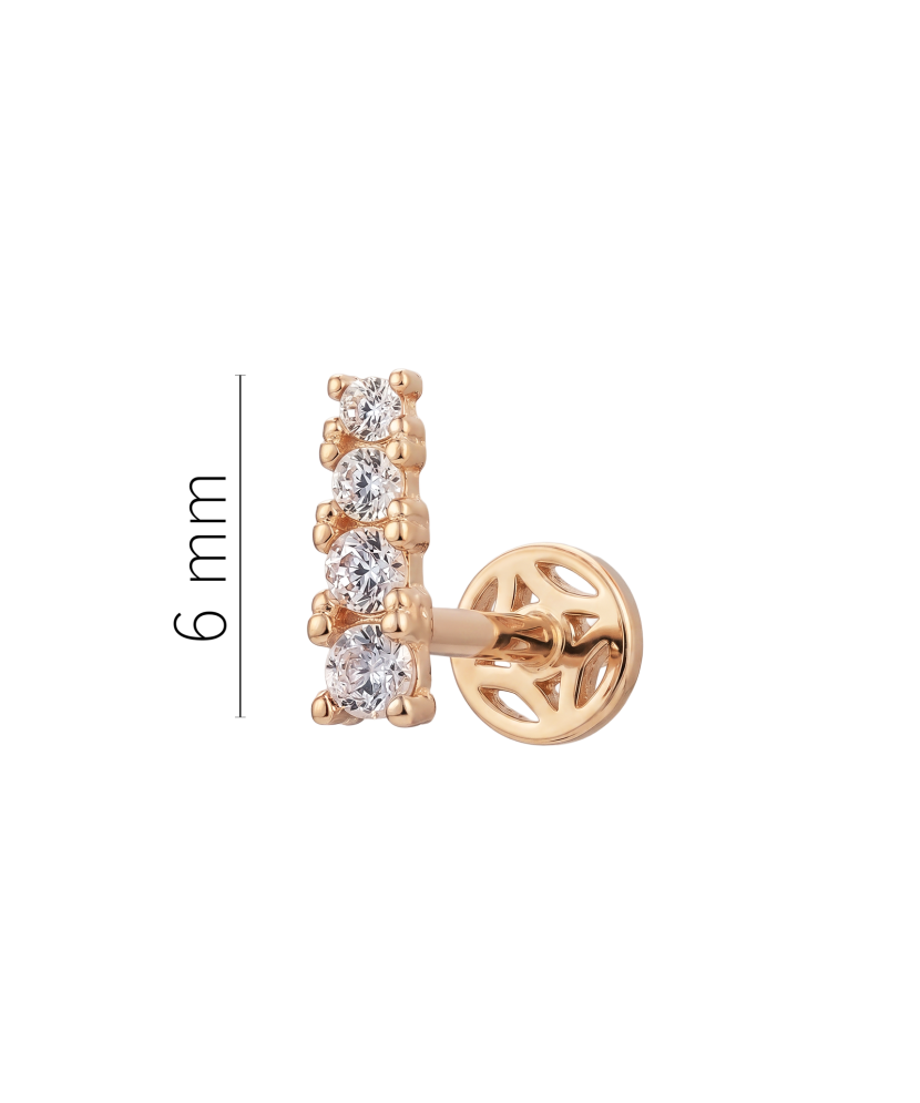 Gold single earring with cubic zirconia