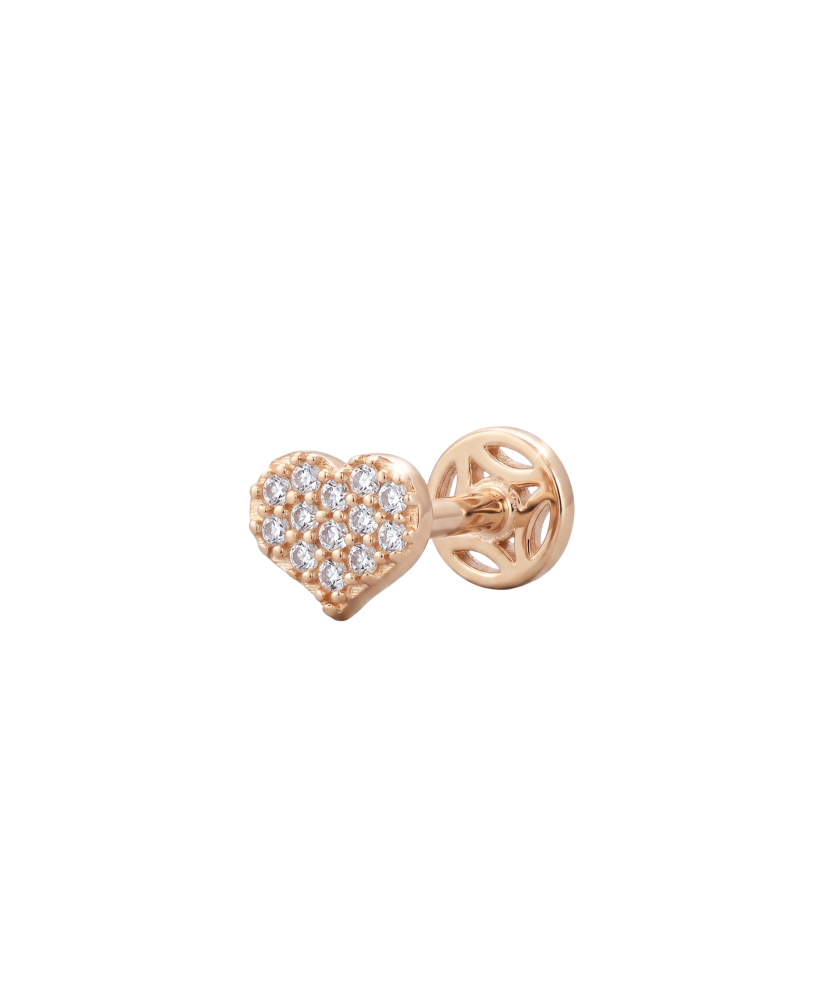 Gold single earring with cubic zirconia