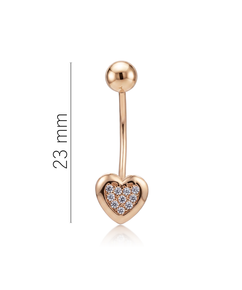 Gold Belly Button Ring with zirconium "Heart"