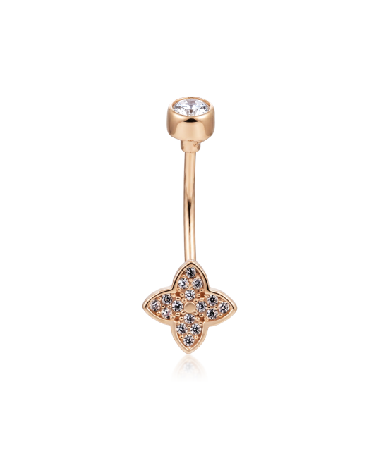 Gold Belly Button Ring with zircons