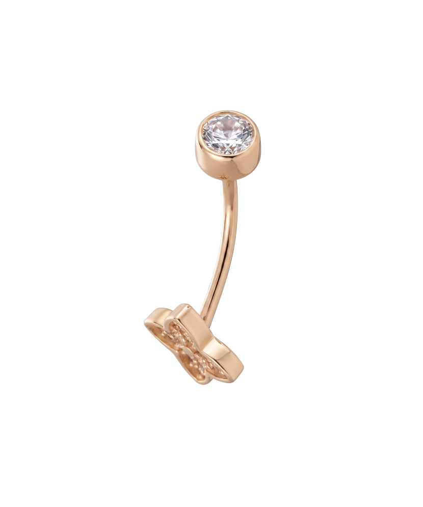 Gold Belly Button Ring with zircons