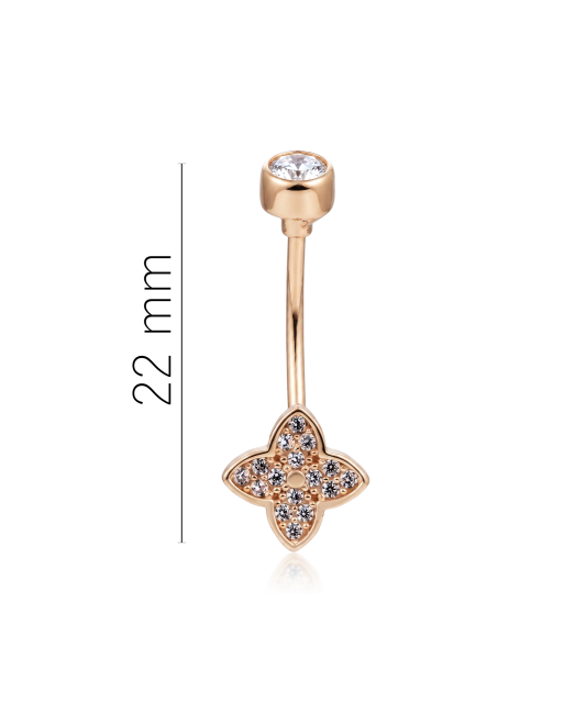 Gold Belly Button Ring with zircons
