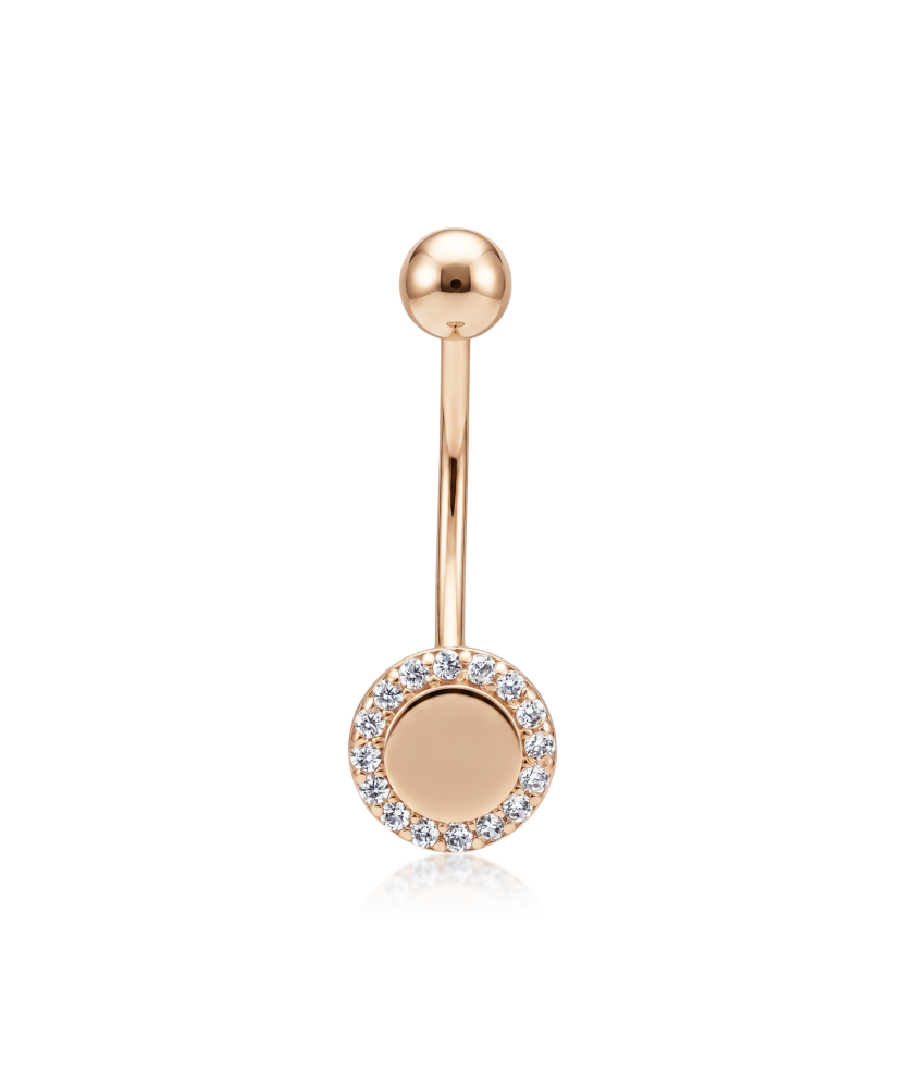 Gold Belly Button Ring with zircons