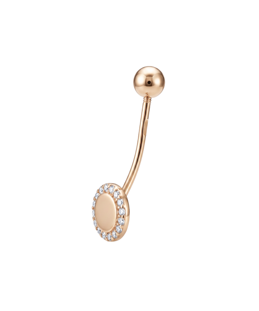 Gold Belly Button Ring with zircons