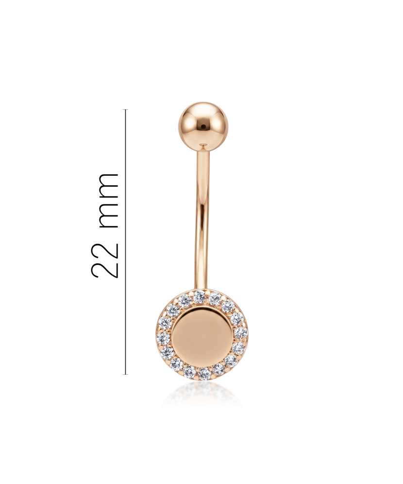 Gold Belly Button Ring with zircons