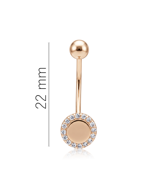Gold Belly Button Ring with zircons
