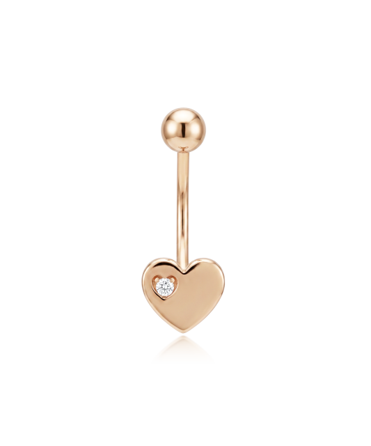 Gold Belly Button Ring with zirconium "Heart"