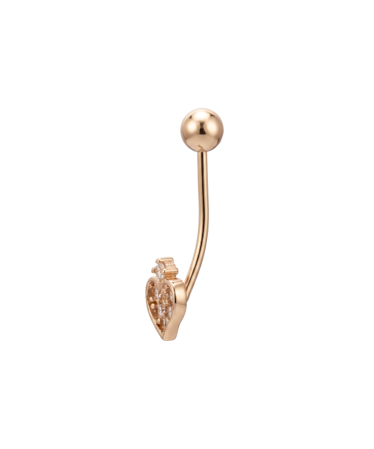 Gold Belly Button Ring with zirconium "Heart"