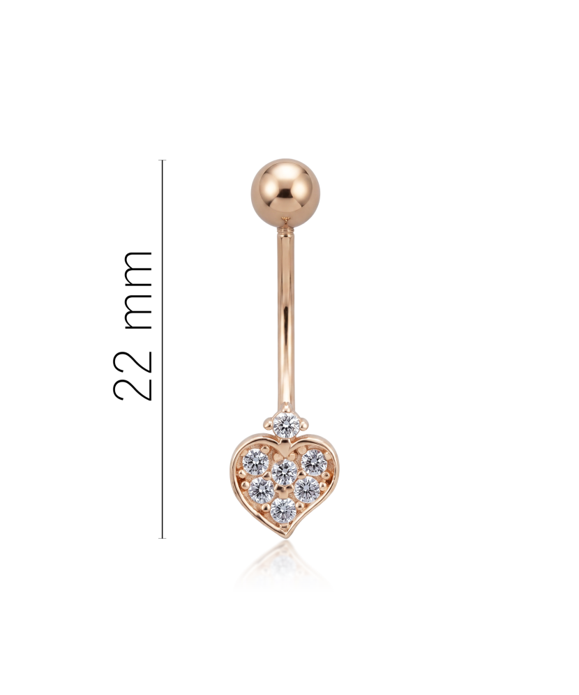 Gold Belly Button Ring with zirconium "Heart"