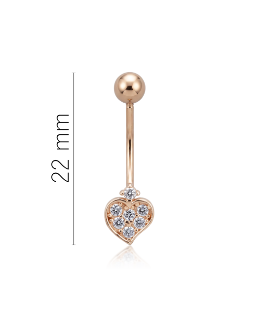 Gold Belly Button Ring with zirconium "Heart"