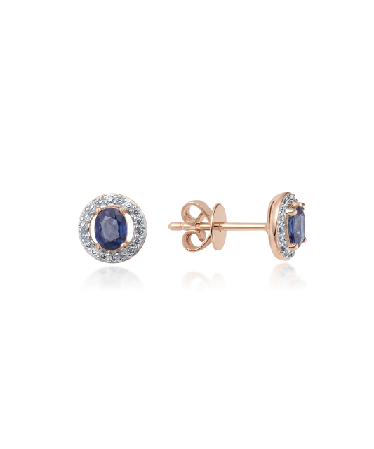 Gold earrings with diamonds and sapphires
