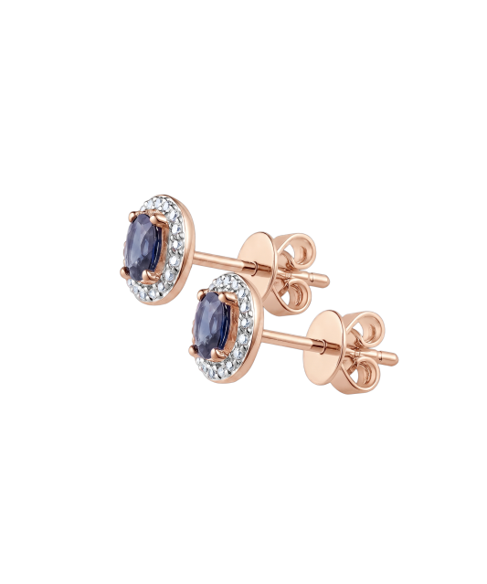 Gold earrings with diamonds and sapphires