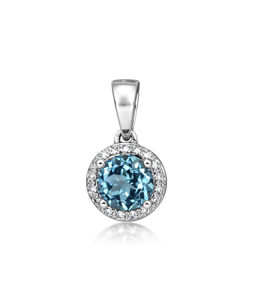 White gold pendant with London topaz and diamonds