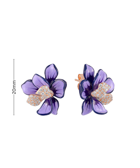 Gold-plated silver earrings with enamel and cubic zirconia