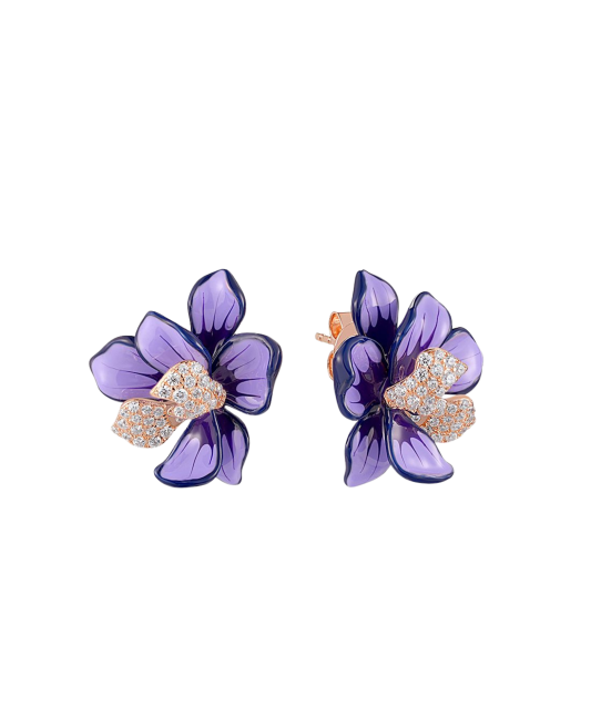 Gold-plated silver earrings with enamel and cubic zirconia
