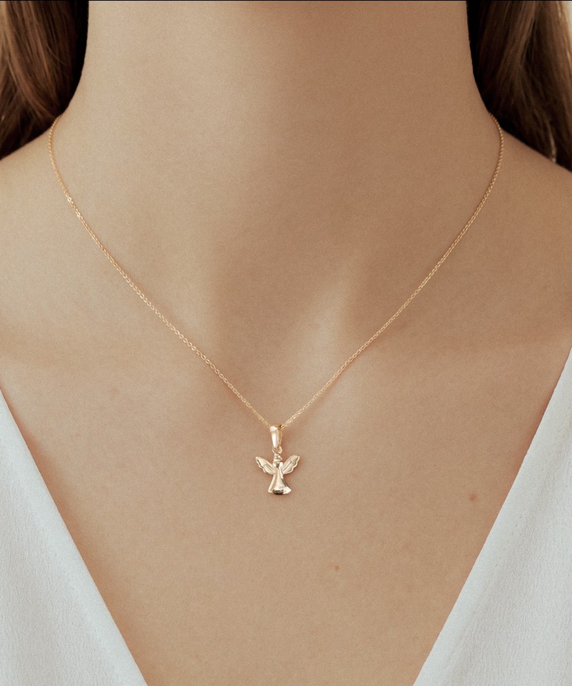Yellow gold pendant with cubic zirconia “Angel”