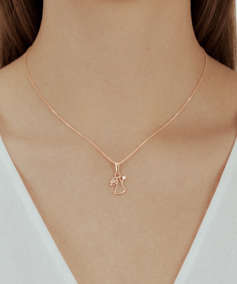 Gold pendant with zirconium "angel"