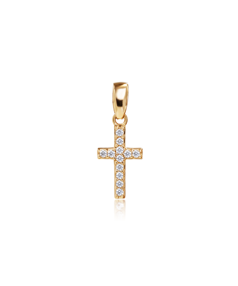 Gold pendant with zircons "cross"