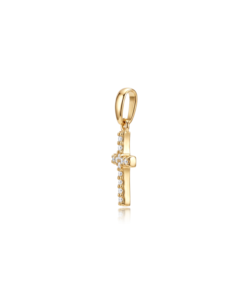 Gold pendant with zircons "cross"