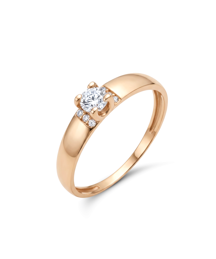 Gold ring with zircons