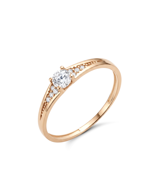 Gold ring with zircons