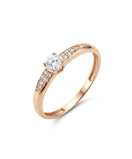 Gold ring with zircons