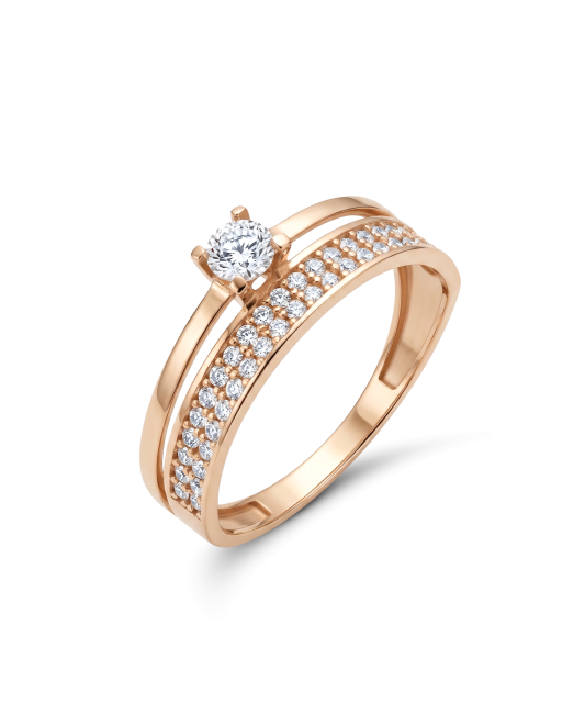 Gold ring with zircons