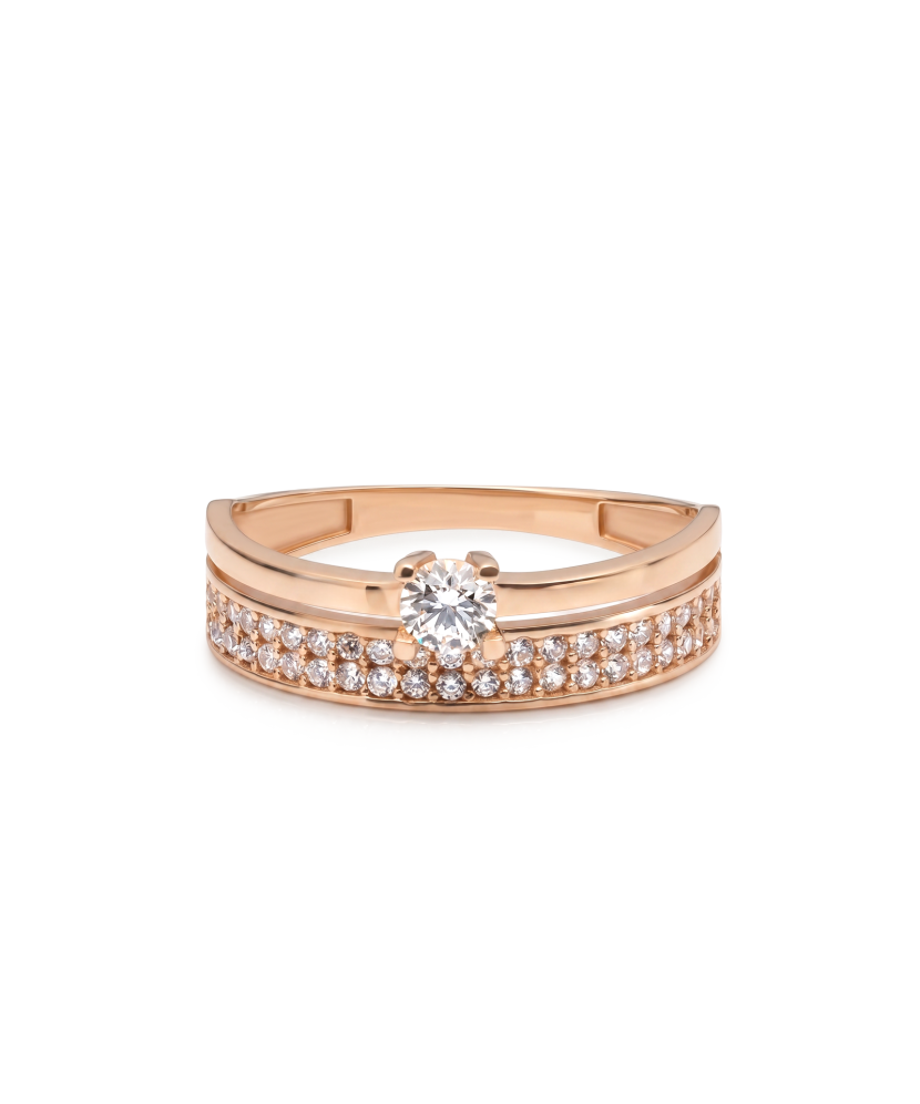 Gold ring with zircons