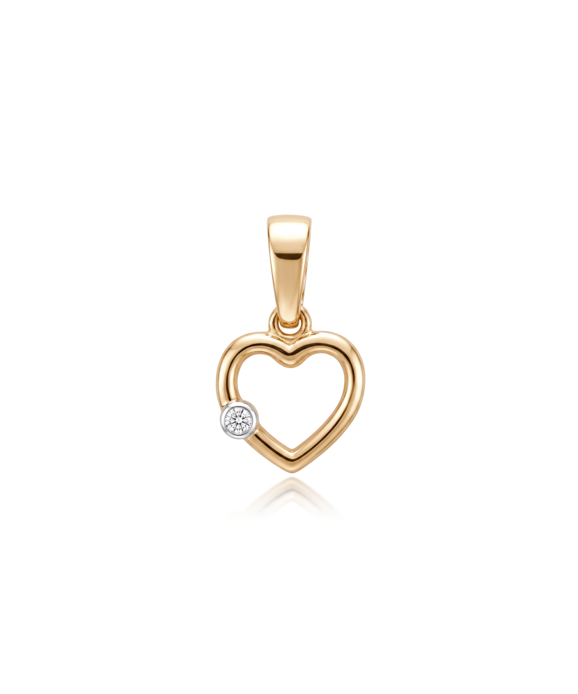Gold pendant with zirconium "heart"
