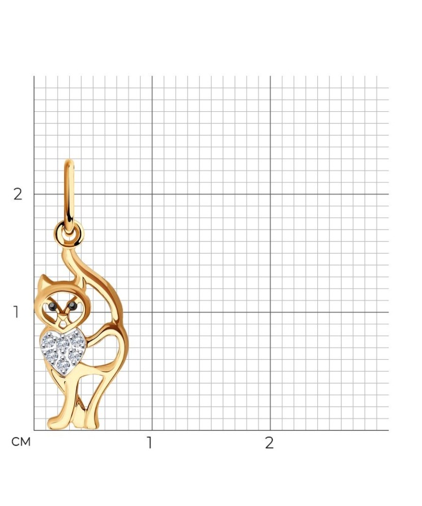 Auksinis pakabukas su cirkoniais "Katinas" - Auksiniai pakabukai - Goldinga