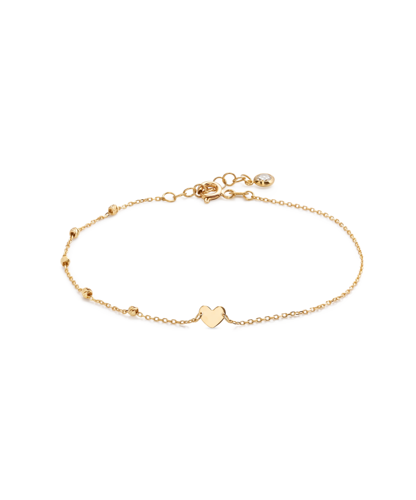 Gold bracelet with zirconia clasp “Heart”