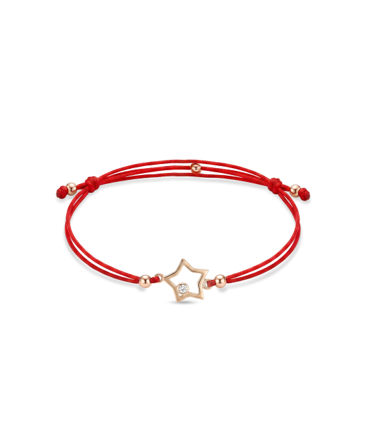 Red string bracelet with gold zirconia pendant “Star”