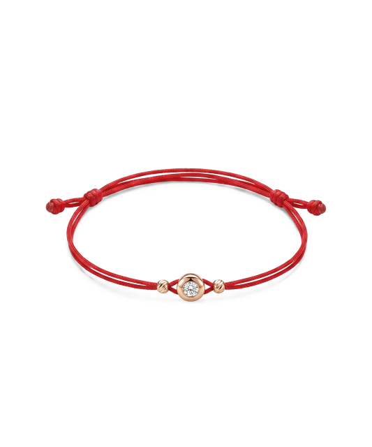 Red string bracelet with gold zirconia pendant