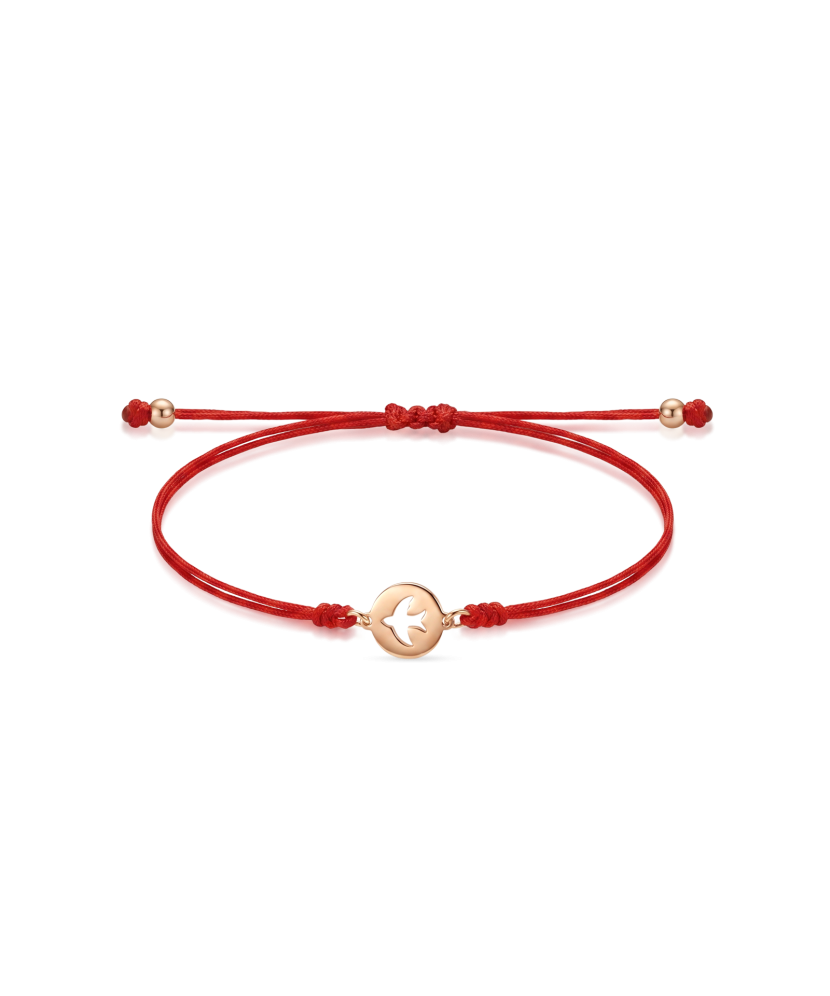Red string bracelet with gold pendant