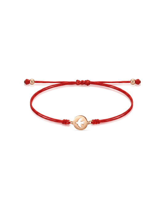 Red string bracelet with gold pendant