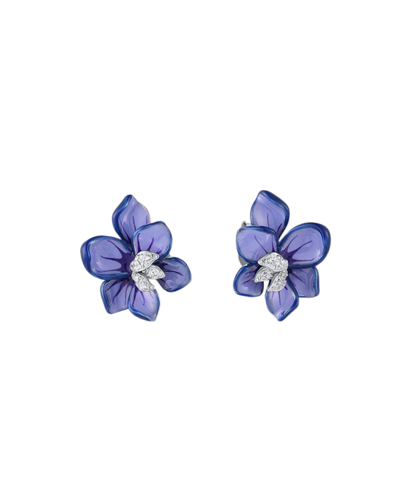Sterling silver earrings with zircons and enamel