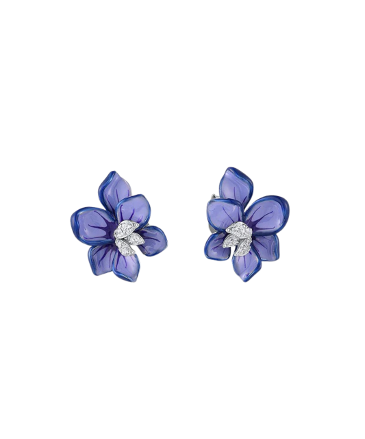 Серьги из серебра с цирконами и эмалью