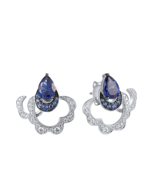 Серьги из серебра с цирконом и шпинели