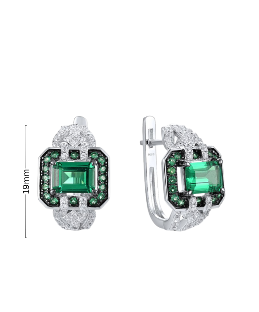 Серьги из серебра с цирконом и шпинели