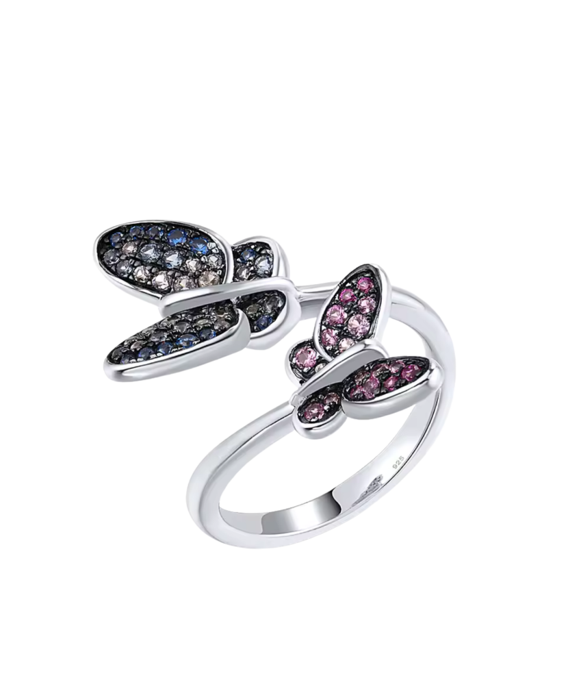 Sterling silver ring with zircons and spinels