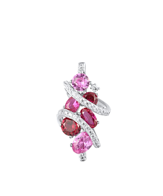 Sterling Silver pendant with nano rubies and zircons
