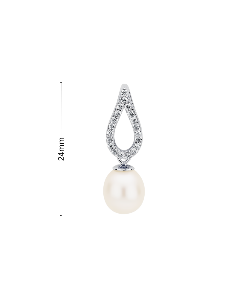 Sterling silver pendant with pearl and zirconium